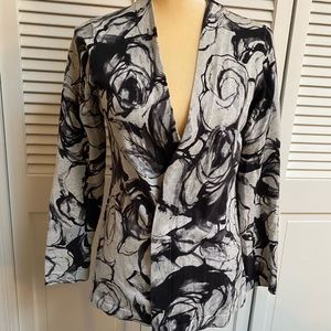Willi Smith size medium floral abstract black/gray/white cardigan jacket